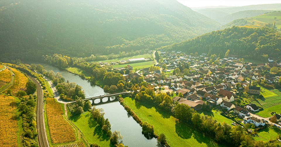 Oberhausen an der Nahe aus der Luft